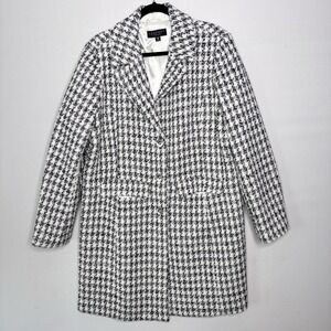 Laundry Shelli Segal Houndstooth Tweed Coat Size XXL Wool Blend Mid‎ Length